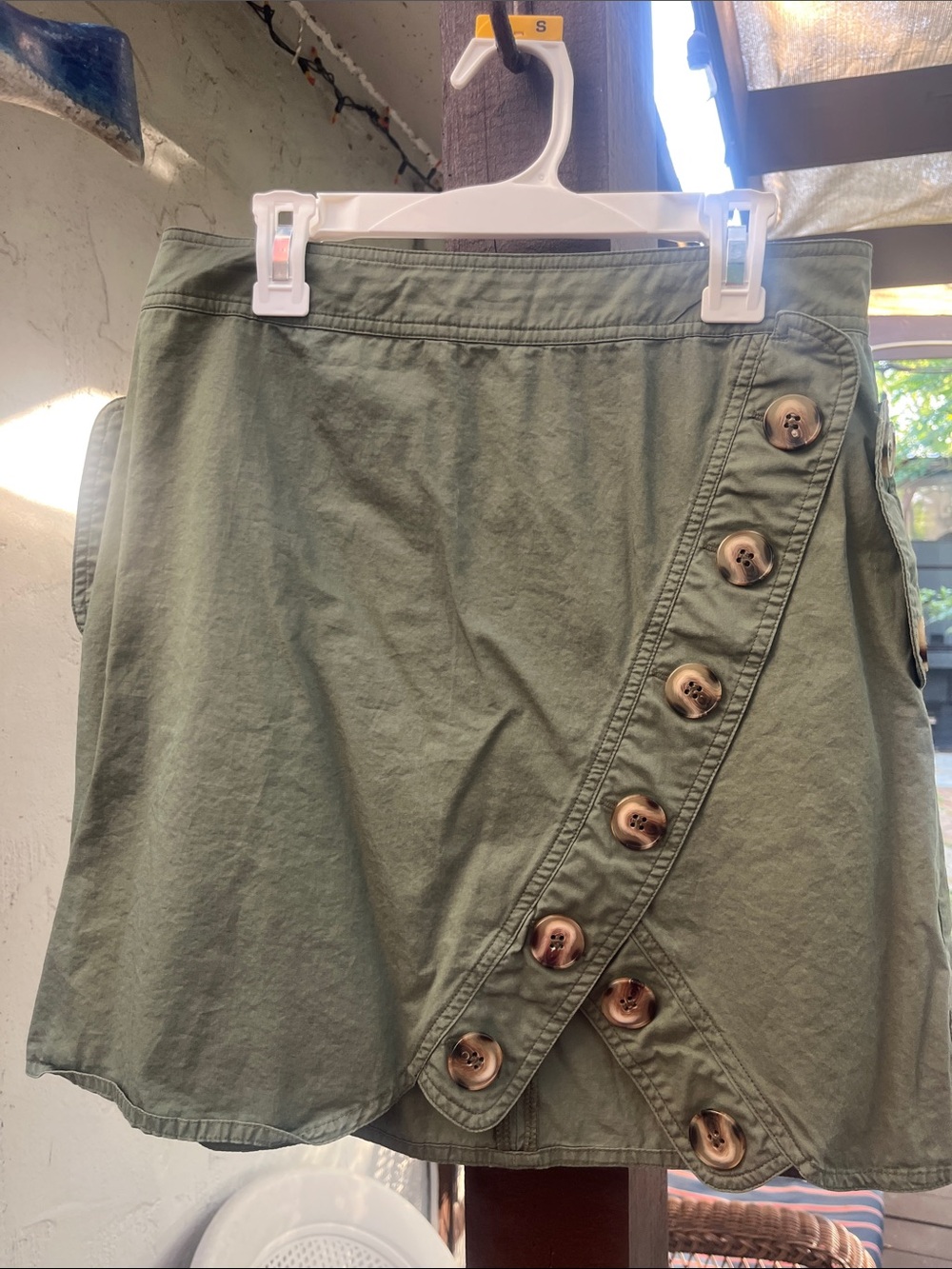 Walter Baker Maggie Olive Green Asymmetric Wrap Mini Skirt 6 EUC